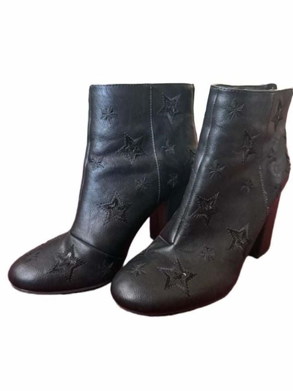 Kenneth Cole Reaction Carlyn - Black Sequin Stars Heel Ankle Boots - Y2K